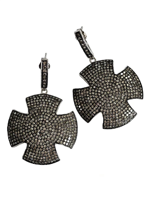 Rarities Carol Brodie Diamond MALTESE CROSS earrings