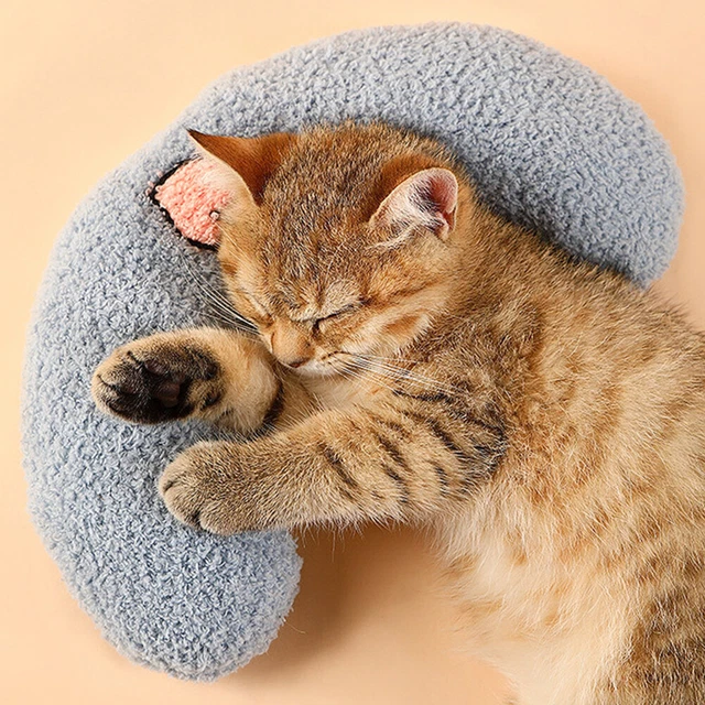 Cozy Cute For Indoor Sleeping Companion Kitten Soft Fluffy Cat Calming Pillow