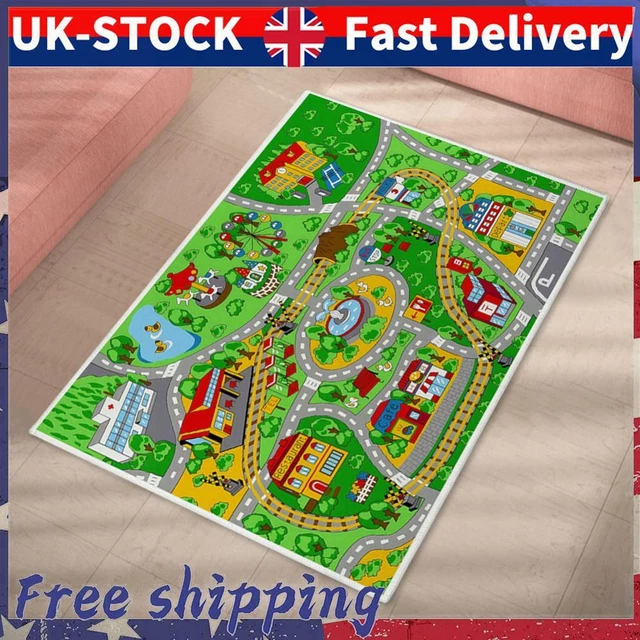 Kids Cartoon Carpet Rectangular Crawling Rug for Playroom Bedroom (60*90cm D)
