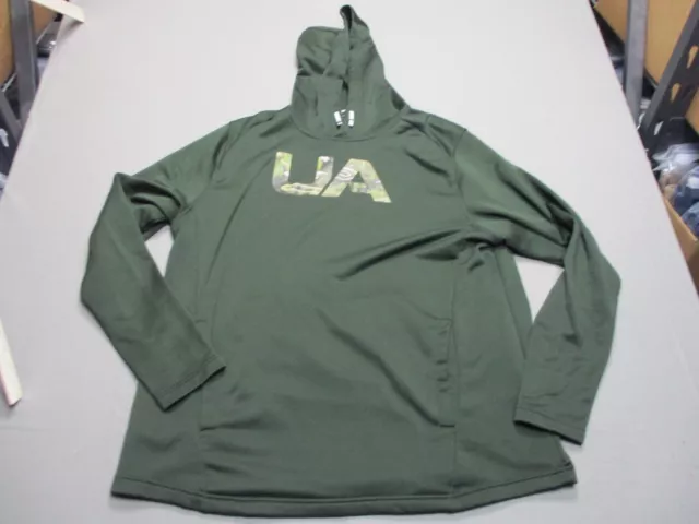Under Armour Sweatshirt Men 2XL Green Camo Hoodie Sweater Fleece Hunting Fishing