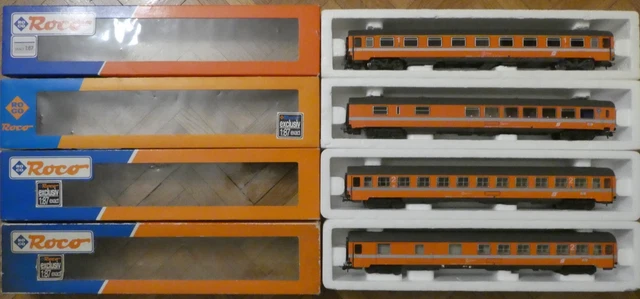 Roco HO 44052 - Coffret 4 Voitures SNCF "Boîtes à Tonnerre" Vertes, ép. III, Analogique