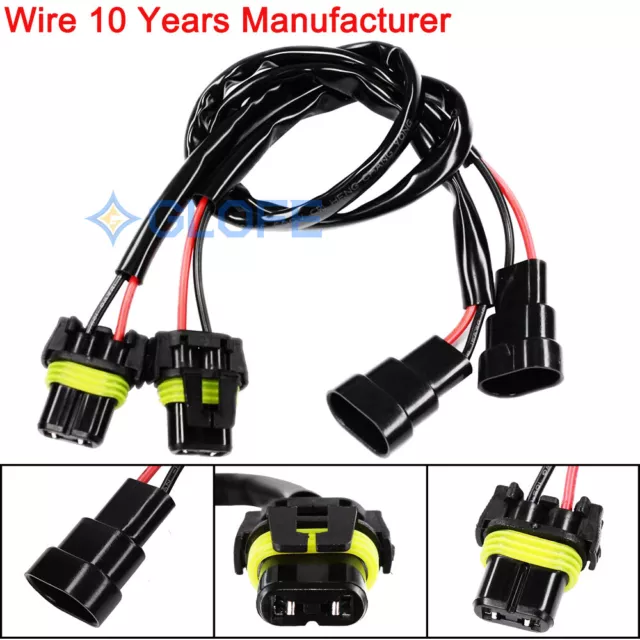 HB4 9006 Extension Wire P 2X Harness Head Light Female Male Replace Plug Bulb