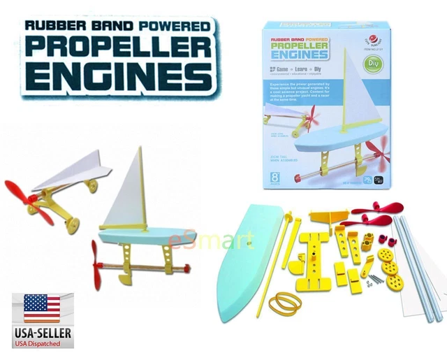 RUBBER BAND POWERED Propeller Engines Kit Science DIY Puzzle Assembly