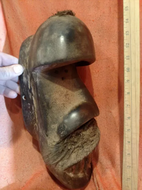 Dan Mask with Huge Teeth — Hair Mustache — Authentic Carved Wood African Art