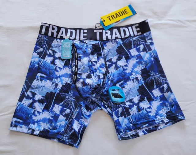 Tradie Work N Surf Mens Palm Clouds Mid Length Microfibre Trunk Brief Size XL