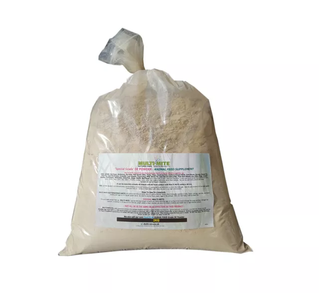 MULTI MITE 2KG DIATOMACEOUS EARTH DE Red Mite, Flea Worming DE FEED Grade Powder
