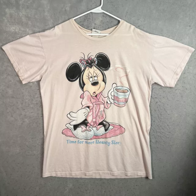 Vintage 90s Walt Disney World Minnie Mouse Beauty Sleep T Shirt Womens Pink