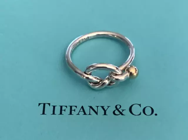 Tiffany & Co. Love Knot Ring  Sterling Silver 925  & 18k Gold Size 7  US