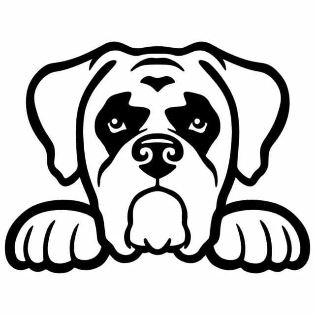 5" PEEKING BOXER Vinyl Decal Sticker Car Window Laptop Rescue Dog Puppy Pet