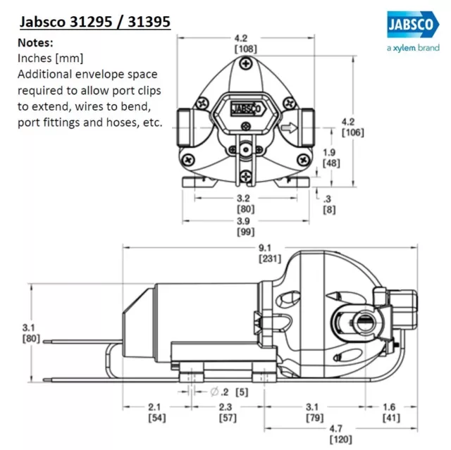 Jabsco 31395-4012-3A PAR-MAX 3 Groupe d'eau, 11 LPM, 2,8 bar, S/E, 12V 2