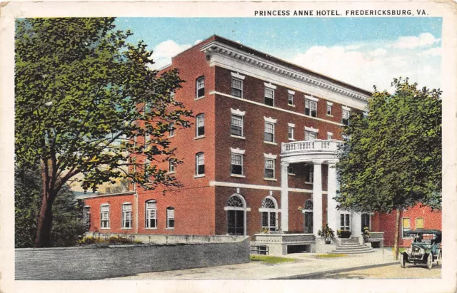 Fredericksburg Virginia 1920s Postcard Princess Anne Hotel