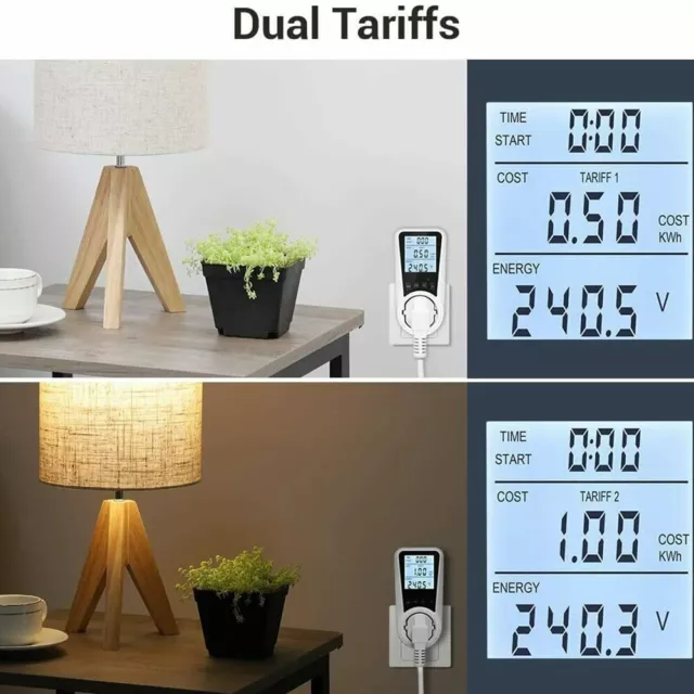 High Accuracy Energy Cost Meter with Dual Tariff Calculation and Backlight