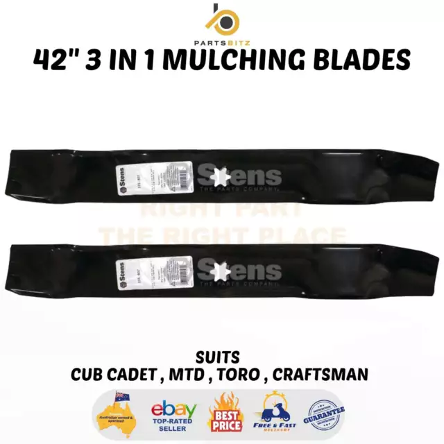 German Made 42" Blade Set to Fit Selected Mtd Ride on Mower 942-0647 742-04126