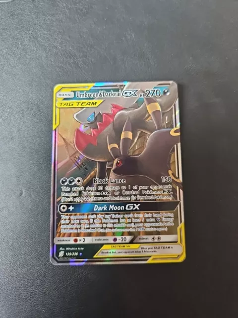 Pokemon Card Umbreon & Darkrai GX 125/236 Unified Minds Ultra Rare Near Mint