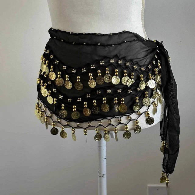 Black belly dance scarf hip
