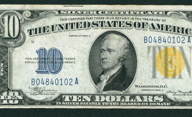 $10 1934 A ((HIGHER GRADE VF+++)) (( NORTH AFRICA )) Silver Certificate CURRENCY