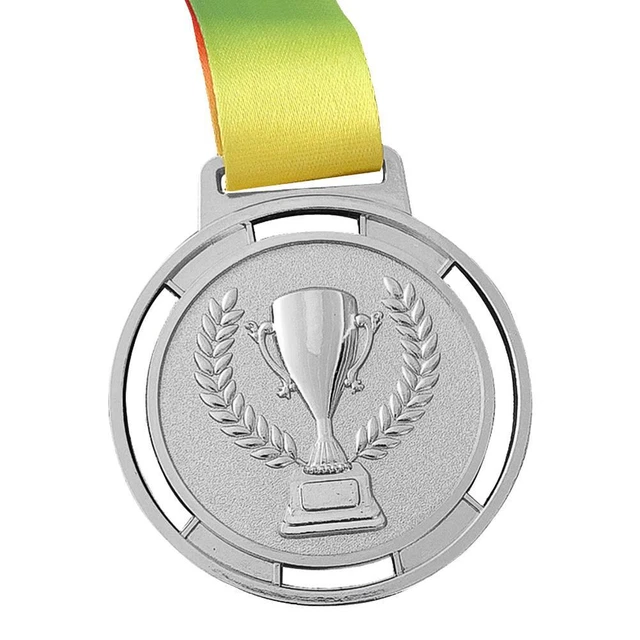 Torch Medal Souvenir Zinc Alloy Sport Competition Prize with Strap (Silver)