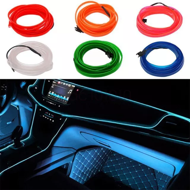 5M USB Car Interior LED Strip Lights Ambient Lighting Blue Neon Dash Glow Tube