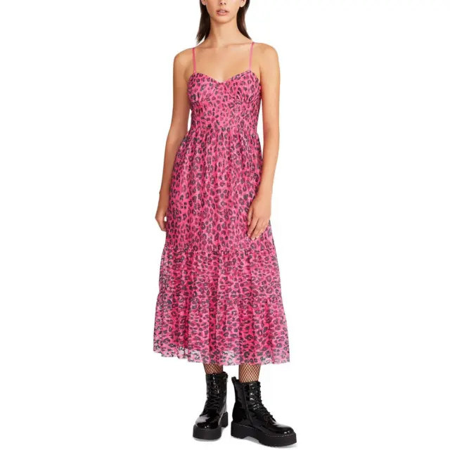 Betsey Johnson Womens Tiered Lace Overlay Bustier Midi Dress BHFO 5089