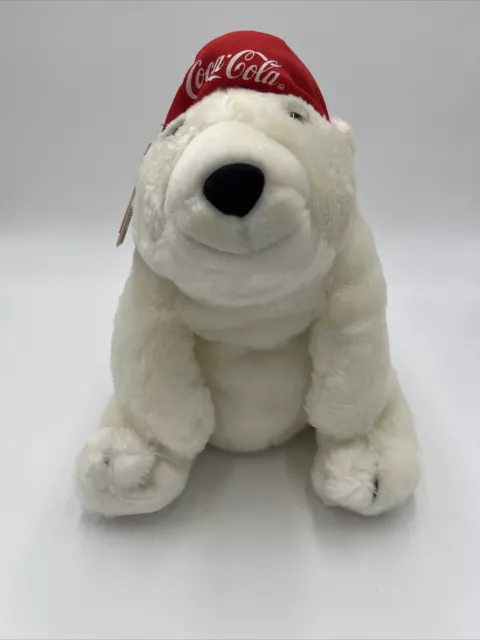 Vintage, 1995 Coca-Cola Bear with Backwards Cap White 13" NOS With Tags