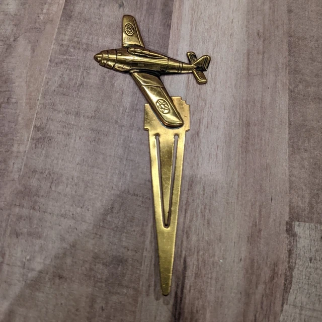 Vintage Spitfire Style Fighter plane Brass Metal Bookmark