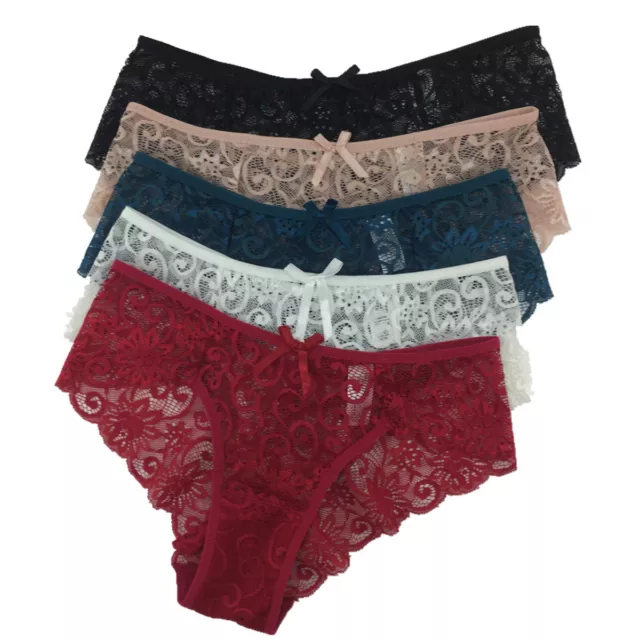 Pack Of Women's Ladies Sexy Lace Briefs See Through Knickers Lingerie,UK 10-16