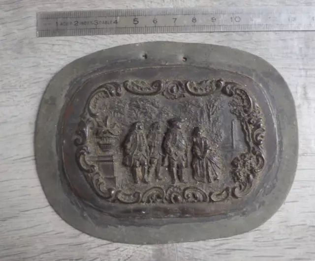 Petit tableau/bas relief ancien en étain (plomb ?)