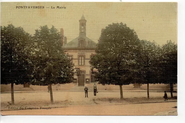 PONTFAVERGER - Marne - CPA 51 - la mairie - belle carte toilée couleur
