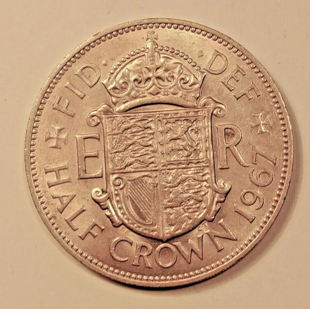 1967 half crown coin - Elizabeth II - excellent grade
