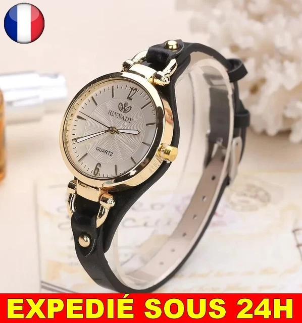 Montre Bracelet Cuir Et Acier Inoxydable Pour Homme - Boîtier 43mm, étanche 30m, Style Casual