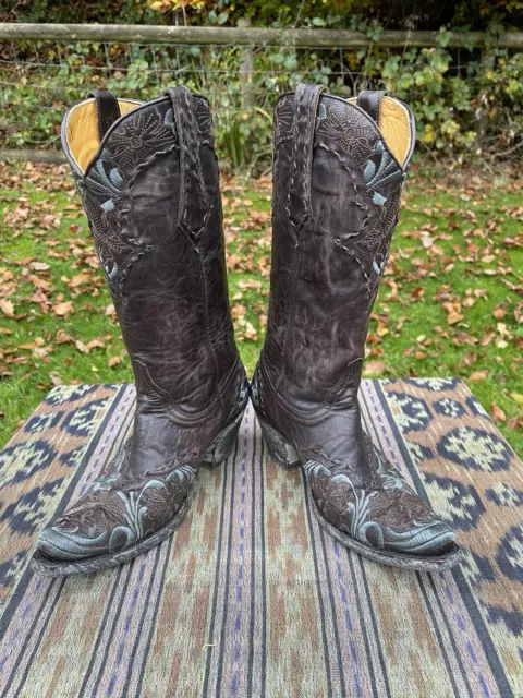 R. SOLES JUDY Rothchild Brown Distressed Leather Women s Cowboy Boots UK6.5 85.00 PicClick UK