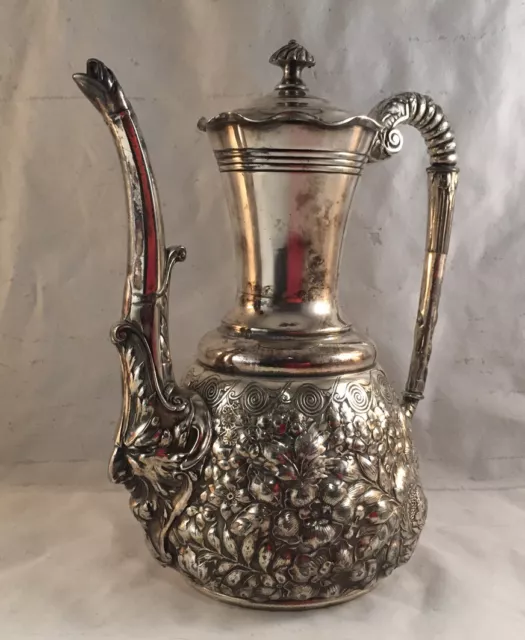Antique Victorian Reed & Barton Silverplated Demitasse Teapot Repousse Molded
