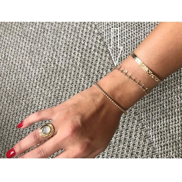 Bracelet Chaîne En Or Plaqué 750/000 - Motifs Ciselés, Taille 18 Cm, Garanti Sans Nickel