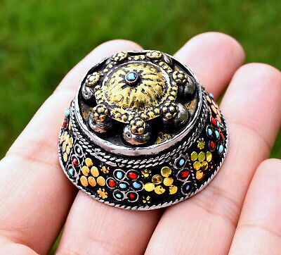 Afghan Kuchi Tribal Ring Turkmen Ethnic Festive Jewelry Black Boho Dome Bohemian