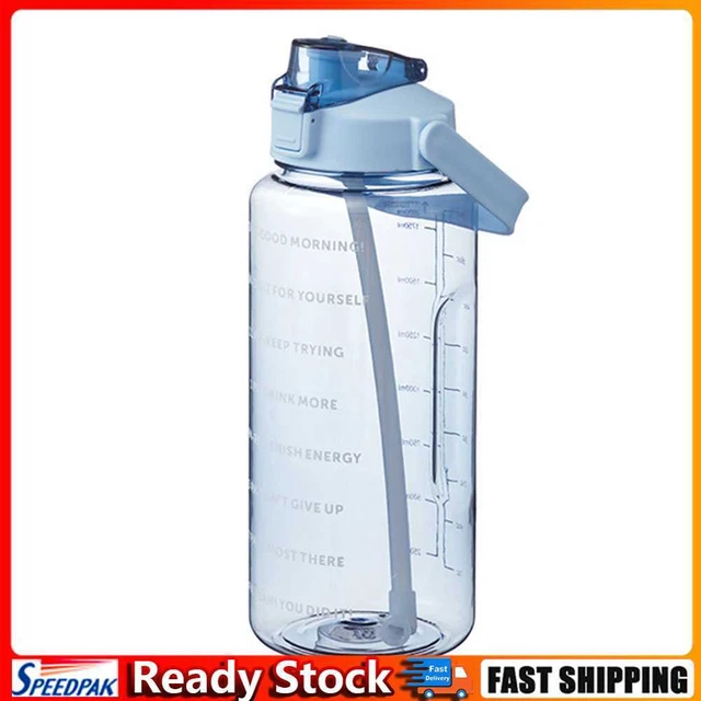 Water Bottle Cup Sport Straw Drinking Jug with Time Scale Stickers (Blue) Hot