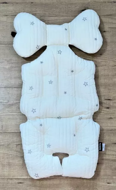 Cojín de asiento acolchado para bebé Malolotte gris crema marfil crema estrellas NUEVO