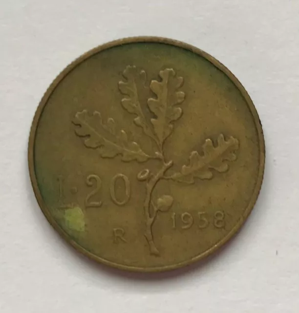 Rara moneta da 20 Lire, anno 1958.