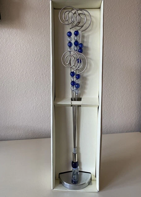 Pier 1 Imports Metal Photo Picture Tree Holder Stand With Beads  Holds 5 Photos