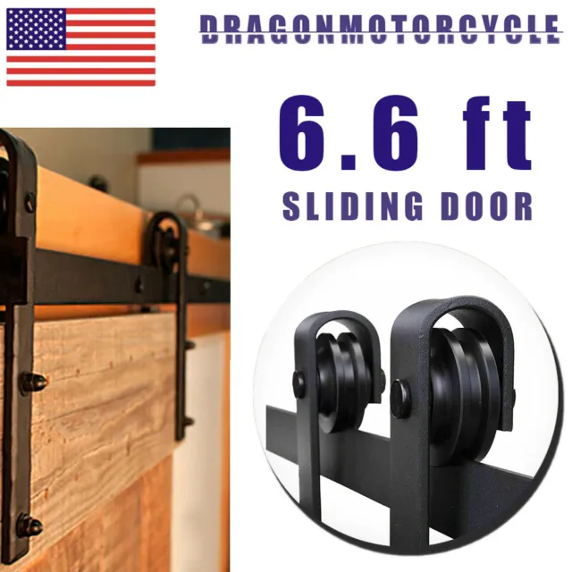 6.6FT Sliding Barn Door Hardware Kit Modern Closet Hang Style Track Rail