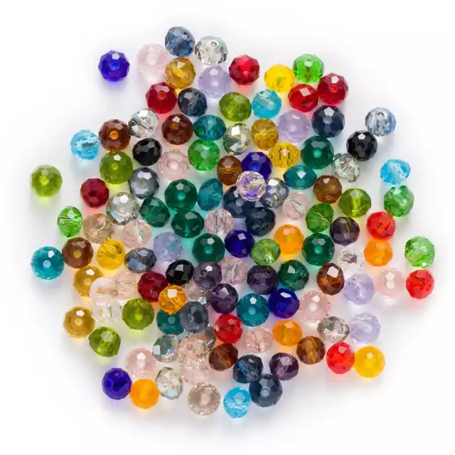 50pcs Cut Faceted Crystal Glass loose spacer Beads Jewelry Making Decor 4-8mm