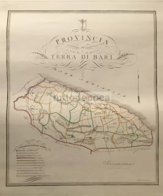 Puglia_Antica Terra Di Bari_Cartografia De Sanctis_Grande Mappa Geografica_Ago