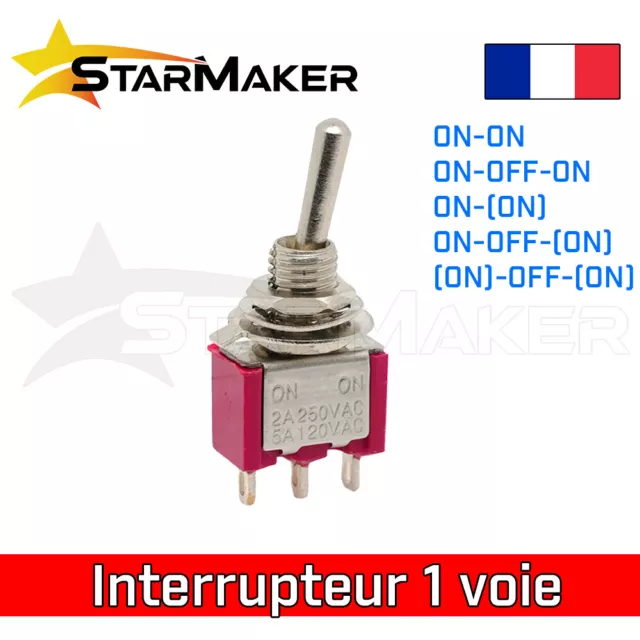 Interrupteur à levier MTS 6mm - 1 circuit 3 pins inverseur - 2 ou 3 positions