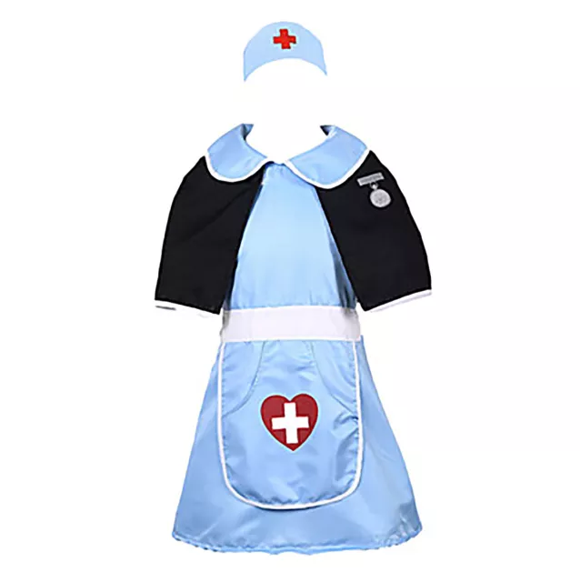 Boys Girls Nurse Costume with Cape Hat Set Fancy Dress Up for Halloween Carnival