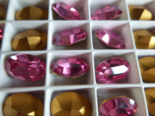Lot 36 perles Cristal Ovales Roses Vintage Swarovski