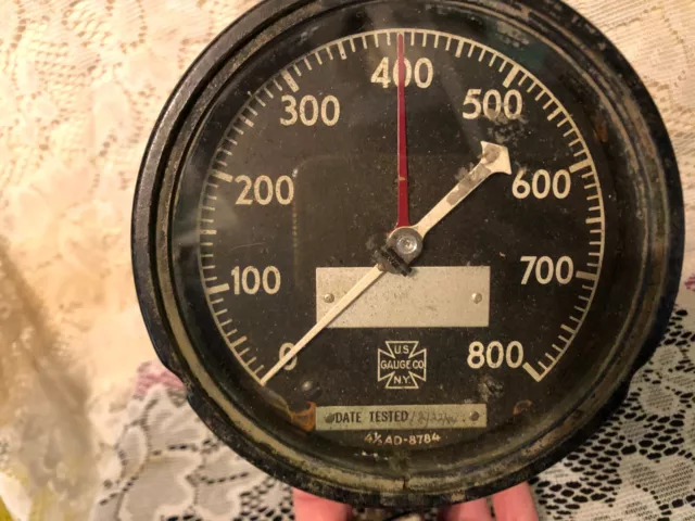 U.S. Gauge Co. N.Y.  Pressure Gauge 5" Black Dial 800 PSI  1/4 AD 8784         w