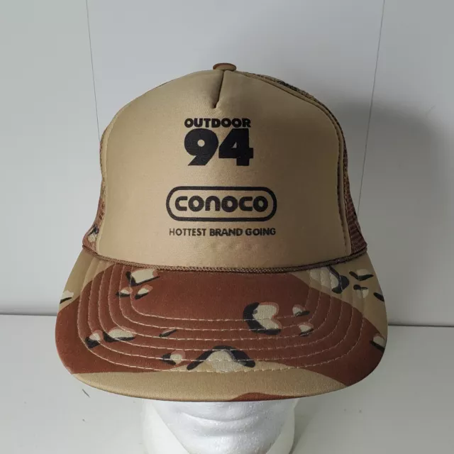 VTG Conoco Snapback Camo Trucker Hat Baseball Cap Outdoor 94 Hottest Brand Going