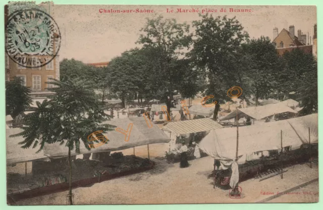 Cpa - Chalon-Sur-Saône - Le Marché Place De Beaune (71) - Colorisée