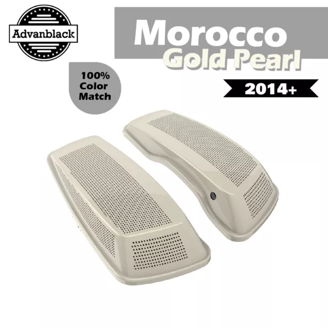 Morocco Gold Pearl Dual 6x9 Saddlebag Speaker Lids Audio Cover For 14+ Harley