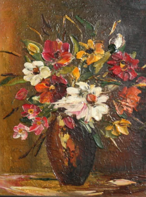 Vintage impressionist still life oil painting flowers 3