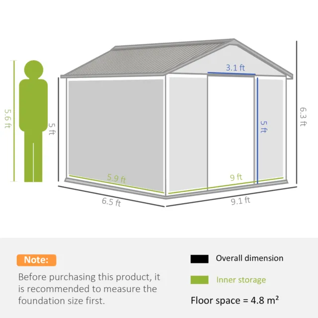 Outsunny Garden Shed Storage Unit w/Locking Door Floor Foundation Vent Brown 3